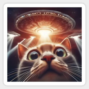 Cat selfie with UFO Sticker